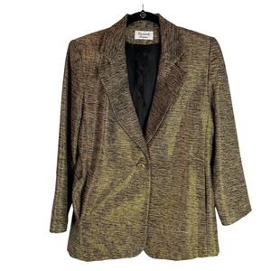 VTG Giancarlo Ferrari Metallic Striped Blazer Jacket Gold/blk holiday glamorous‎